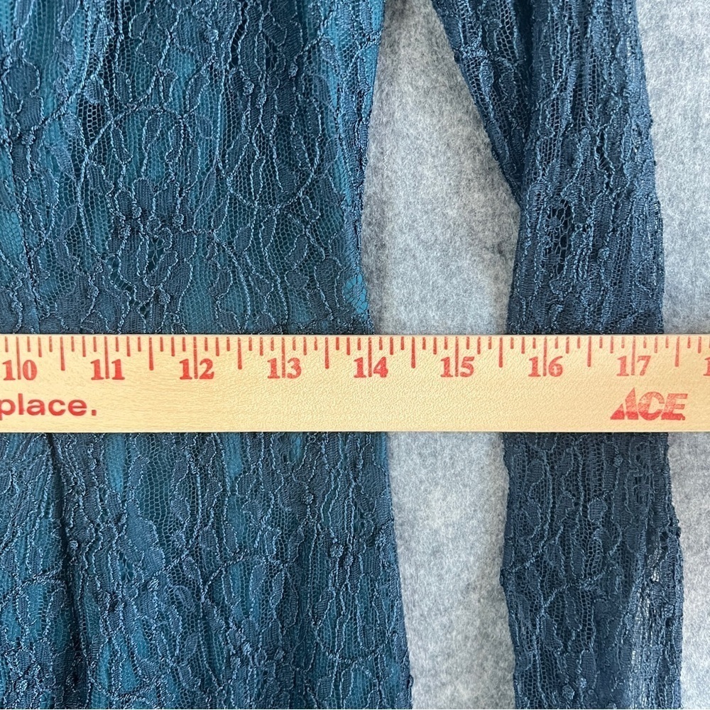 SHOSHANNA Floral Lace Overlay Long Sleeve Mini Sheath Dress Teal Size 4 - Picture 10 of 12